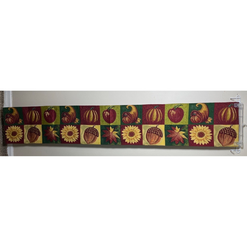 Long Table Runner Thanksgiving Pumpkin Sunflower Tapestry 72" X 12" Fall Decor